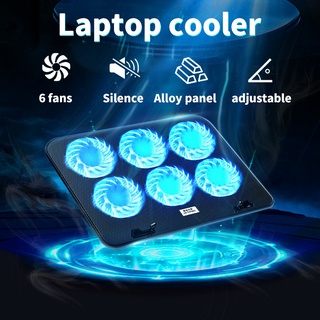 พัดลมรองโน๊ตบุ๊ค พัดลมโน๊ตบุ๊ค 6LED Laptop Cooling Pad เหมาะสำหรับแล็ปท็อปที่มีขนาดไม่เกิน 18 นิ้ว