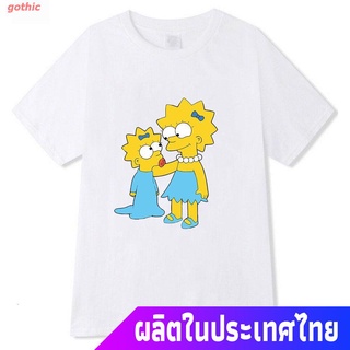 gothic ซิมป์สันเสื้อยืดกีฬา เสื้อยืดคอกลมแขนสั้นลําลองพิมพ์ลาย The Simpsons Lisa Simpson And Maggie สําหรับผู้ชาย Simpso