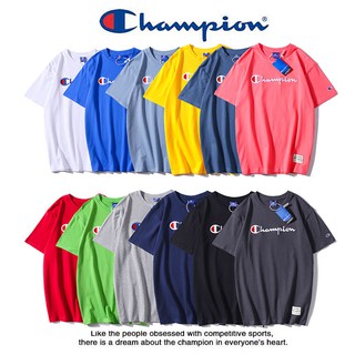 ﹉CHAMPION เสื้อยืดแขนสั้นผ้าฝ้ายปักลายแฟชั่น