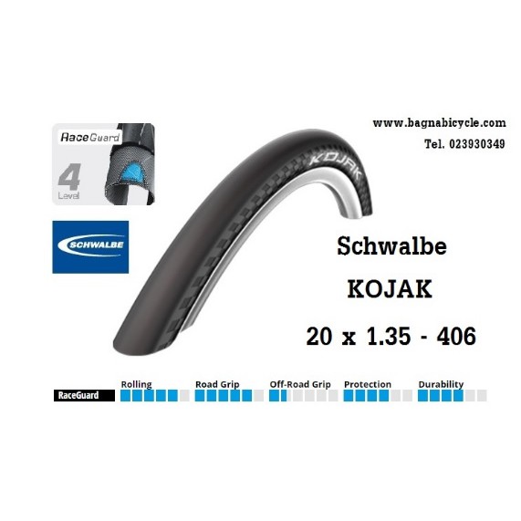 ยางทางเรียบ ล้อ 20 นิ้ว 406 Schwalbe Kojak 20×1.35 นิ้ว ราคา ถูกที่สุด ดีลบีเคเค