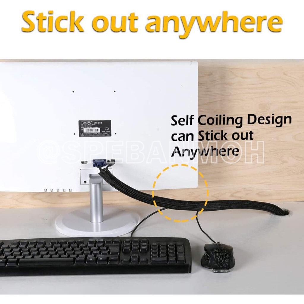 [ 1 เมตร ] BS-SCW I.D = 8 mm. สายถักหุ้มสายไฟ แบบผ่า หนังงูหุ้มสายไฟแบบผ่า Self Closing Braided Cable Sleeve หนังงูผ่... - รูปที่ 4