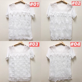 เสื้อลูกไม้สีขาว อก40 ยาว26 (คละลาย)