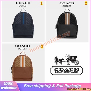 Outlet ส่วนลด🌈 Coach C5389 กระเป๋าเป้ทอมป์สัน แจ๊คการ์ดซิกเนเจอร์ลายทางวิทยาลัย