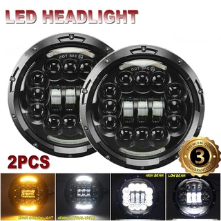 หลอดไฟหน้ารถยนต์ LED 180W 6D Hi/Lo Beam 12V สีเหลืองอําพัน 7 นิ้ว สําหรับ Jeep Wrangler Hummer Lada Niva 2 ชิ้น