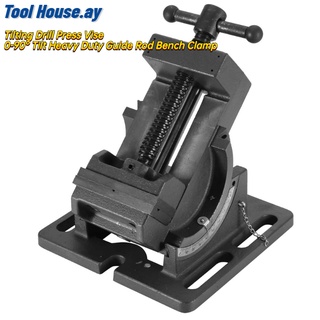 【ราคาต่ำสุด】Tilting Drill Press Vise 0-90° Tilt Heavy Duty Guide Rod Bench Clamp