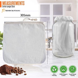 2 Pack Organic Reusable Cold Coffee Brew Filters Bag,12 Inch Wine Brewing Filters Eco-Friendly Mesh Cotton Toddy Filter