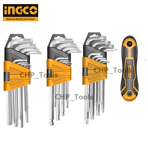 INGCO ชุดกุญแจหกเหลี่ยม ชุดประแจหกเหลี่ยม ประแจแอล รุ่น HHK12091 HHK12092 HHK13091 HHK13092 HHK11091