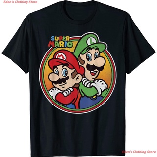 Edens Clothing Store 2021 Nintendo Super Mario &amp; Luigi Brothers Circle Graphic T-Shirt T-Shirt เสื้อยืดผ้าฝ้าย