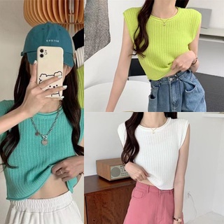 สินค้าพร้อมส่ง เสื้อครอปผ้าร่องแขนกุด สุดน่ารักเหมาะสำหรับทุกโอกาสDMN26