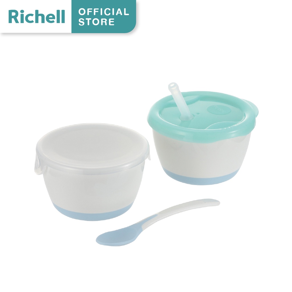 Richell(ริเชล) Meal Training Set ถ้วยฝึกดูดหลอด&ชุดชามป้อนอาหารเด็ก จับคู่สินค้าขายดีมารวมในชุดเดียว