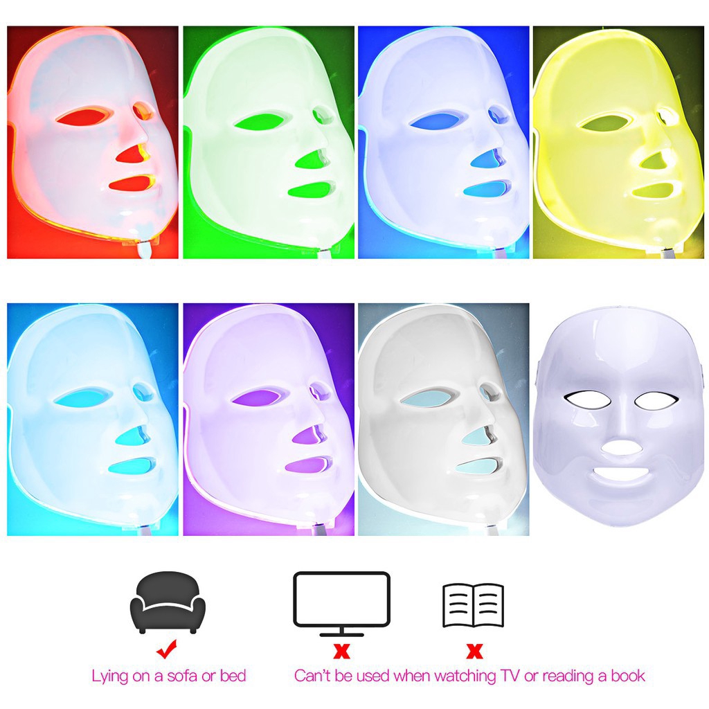 COD หน้ากาก led มาร์คหน้ากาก แสง หน้ากากแสง LED FACE MASK  LED  7สี บำบัดผิว - รูปที่ 3