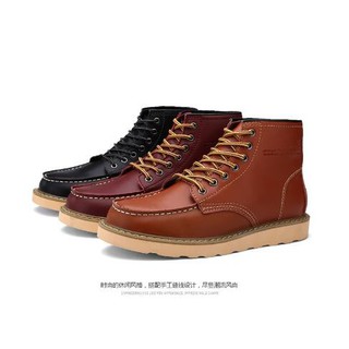 Mens Bootsรองเท้าบู๊ทหนัง สำหรับผู้ชาย สไตล์อังกฤษ High Genuine Leather Martin Boots