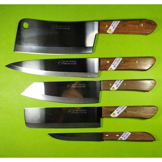 มีดทำครัวกีวี ชุด 5 เล่ม มีดเชฟ ใบมีดสแตนเลสไม่เป็นสนิม ด้ามไม้ Cooking Knives Kiwi set 5 pcs no. 501 172 173 288 835