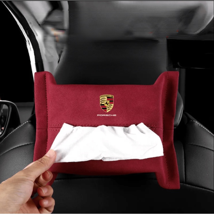 Suitable For Porsche Seat Drawer Box macan Cayenne Cayman taycan 718 Boxster 911 Panamera Multifunctional Creative Hanging Car Tissue Alcantara Bag