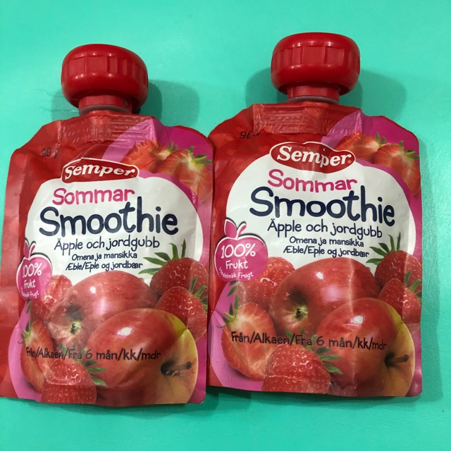 Semper Sommar Smoothie apple & strawberry 6+ months. 90g | Shopee Thailand