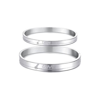 TANITTgems กำไลคู่รักประดับเพชรสลักอักษร Love - Silver