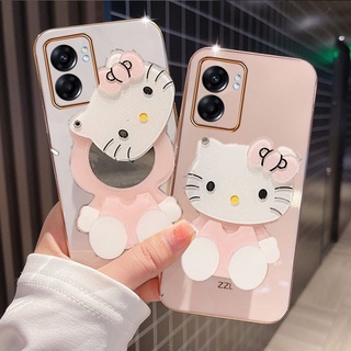 พร้อมส่ง เคสป้องกันโทรศัพท์มือถือ OPPO A77 5G A57 4G 2022 New Smartphone Casing with Lovely Cute KT Mirror TPU Softcase Phone Case Shell All-Pack Protection Back Cover OPPOA77 OPPOA57