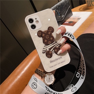 เคสไอโฟนหรูหรา เคสไอโฟน เคสซิลิโคนใสกันกระแทก  เคส iphone Tide bear Apple 12promax เคสโทรศัพท์มือถือหญิง iphone11 รวมทุกอย่าง anti-drop xsma lanyard XR แก้วคู่