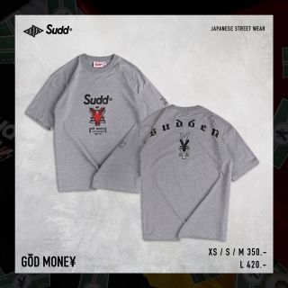 Sudd เสื้อยืดโอเวอร์ไซส์ รุ่น God money สีเทา