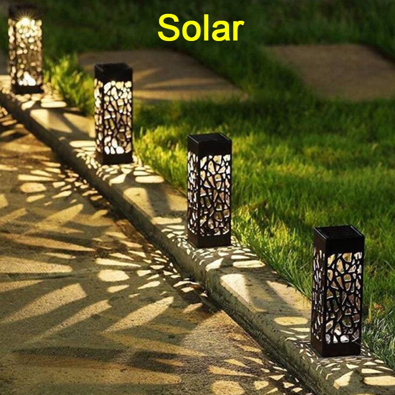 ไฟสวนพลังงานแสงอาทิตย ์ กันน ้ ํารูปแบบกลวง LED สําหรับลานกลางแจ ้ ง Pathway ภูมิทัศน ์ Flowerbed ตกแต ่ งคริสต ์ มาส