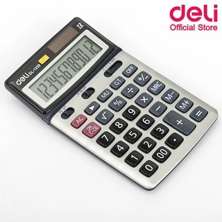 เครื่องคิดเลข 12 หลัก Deli ปรับหน้าจอได้ แบบตั้งโต๊ะ (รับประกัน 3 ปี) เครื่องคิดเลขจอใหญ่ ใช้งานง่าย อุปกรณ์สำนักงาน