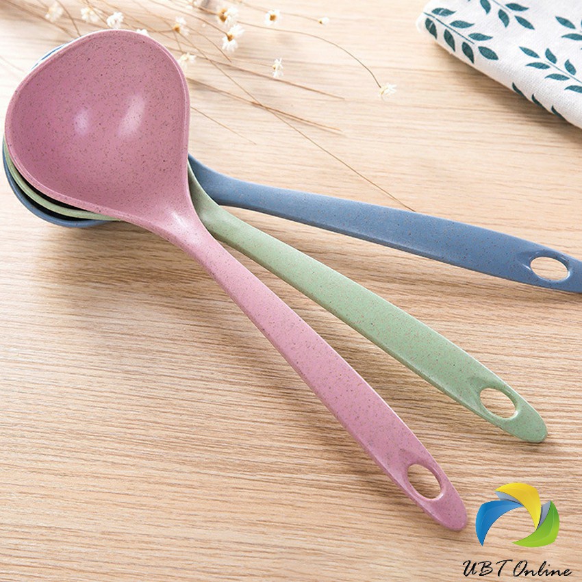 UBT ช้อนซุปทำจากฟางข้าวสาลี กระบวยตักอาหาร กระบวยซุป พลาสติก Plastic soup spoon with long handle ราคา ถูกที่สุด ดีลบีเคเค แกลเลอรีภาพที่ 4