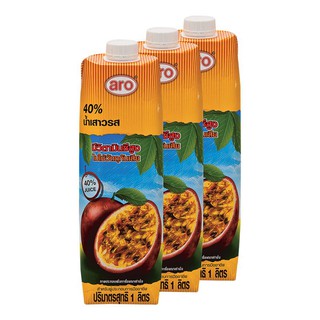 เอโร่ น้ำเสาวรส 40% 1000 มล. x3 ขวด Aero Passion Fruit Juice 40% 1000 ml. X 3 bottles