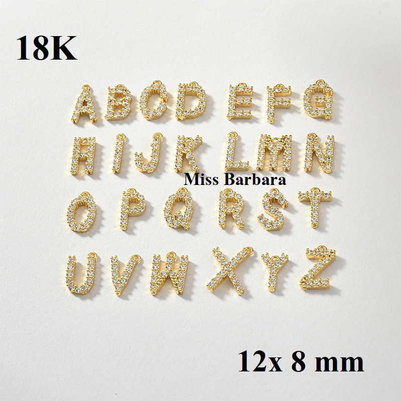 จี้ สีทอง อักษร  A-Z ชุบ18K ไม่แพ้ ไม่คัน สำหรับห้อยคอ, ทำพวงกุญแจ สร้อยข้อมือ น่ารักมาก