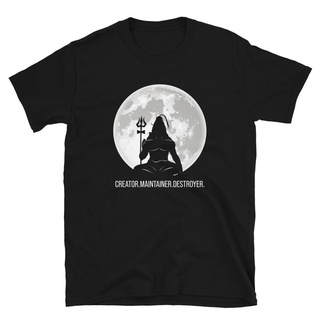 เสื้อผ้าผชเสื้อยืด พิมพ์ลาย Mahadev Sitting Moon Creator สําหรับผู้ชาย และผู้หญิงS-5XL