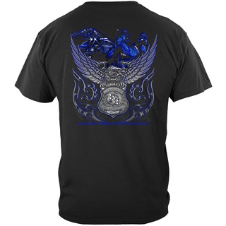 ROUND คอลูกเรือเสื้อยืด ผ้าฝ้าย 100% พิมพ์ลาย Elite Breed Law Enforcement Eagle สีดํา-4XL