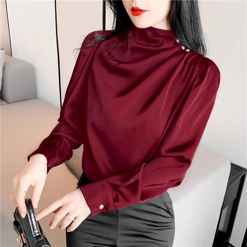 เสื้อทํางานผู้หญิง”เนื้อผ้าเกาหลี ”สไตล์เกาหลีแขนยาวใส่สบายNew Fashion 2025