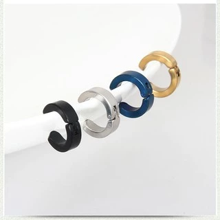 ต่างหู ไม่ต้องเจาะหู ตุ้มหู | N-H | Punk Style Titanium Steel Men Women Round Ear Clip No Piercing Earrings - 1 ข้าง