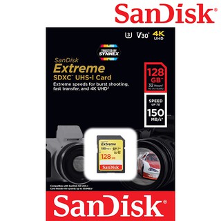 SanDisk Extreme SDCard 128GB อ่าน 160MB/s เขียน 60MB/s (SDSDXV5_128G_GNCIN) เมมโมรี่ การ์ด แซนดิส กล้องถ่ายรูป กล้องDSLR