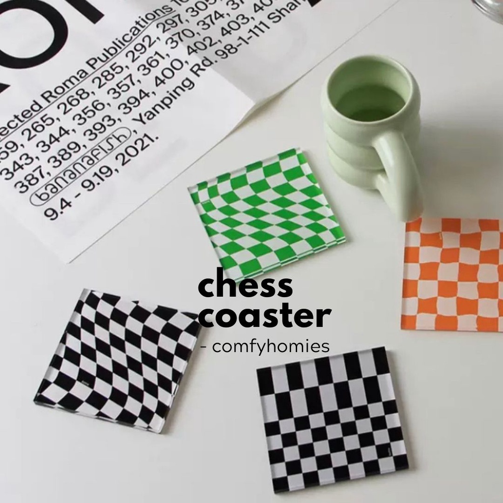 ที่วางแก้วลายหมากรุก CHESS COASTER /comfyhomies/
