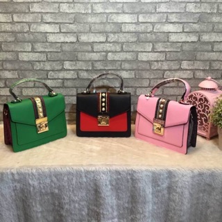 💕ALDO WHIPSTER BAG ชน shop กระเป๋าหนัง PU ตกแต่งด้วยผ้ากริตเตอร์ปักมุก