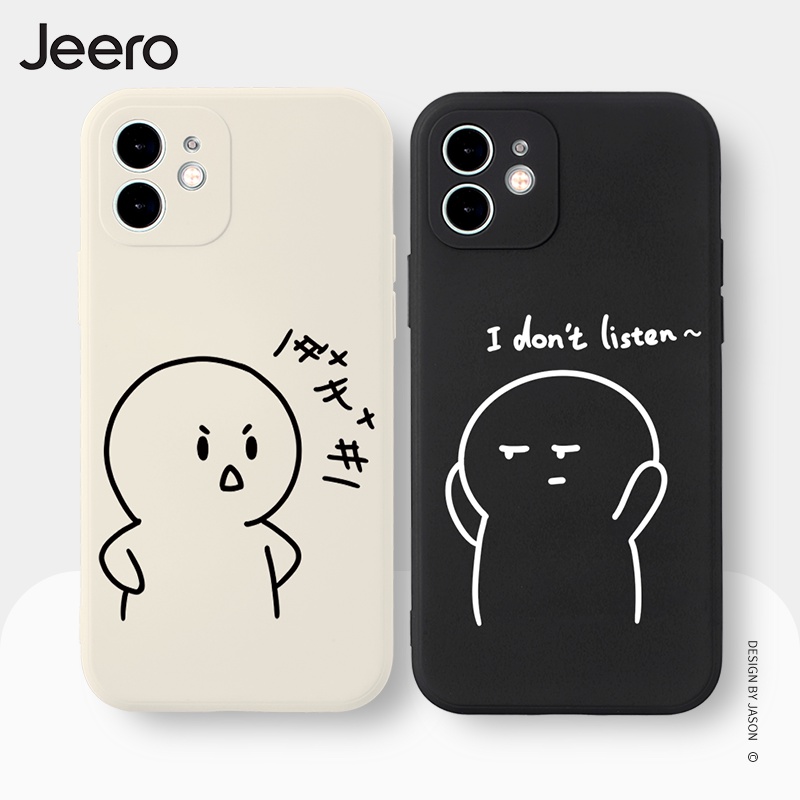 Jeero เคสคู่ เคสไอโฟน คู่รัก ขอบเหลี่ยมกันกระแทกซิลิโคนนุ่มการ์ตูนน่ารักตลก เคสโทรศัพท์ Compatible for iPhone 16 15 14 13 12 11 Pro Max SE 2020 X XR XS 8 7 Plus พลัส HFE550