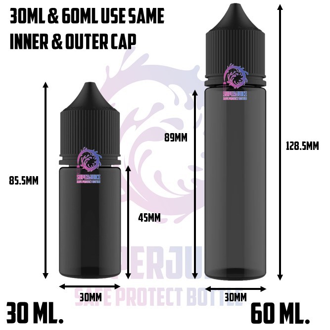 [Easy E-Receipt] ขวดหยด แพค 6 ชิ้น! 10/15/30/60/100 ml. ขวด SUPERJUICE V3 ฝาปิด ChildProtect พลาสติก PET Food Grade - รูปที่ 2