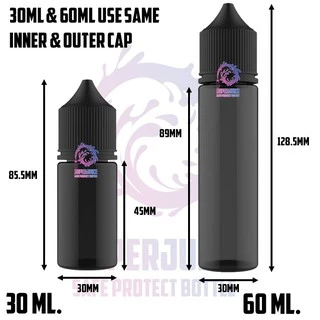 [Easy E-Receipt] ขวดหยด แพค 6 ชิ้น! 10/15/30/60/100 ml. ขวด SUPERJUICE V3 ฝาปิด ChildProtect พลาสติก PET Food Grade