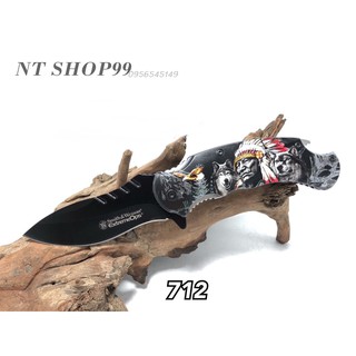 NT SHOP มีดเดินป่า มีดพก มีดใบมีดสีดำคมเท่ มีดสะสม knife K187