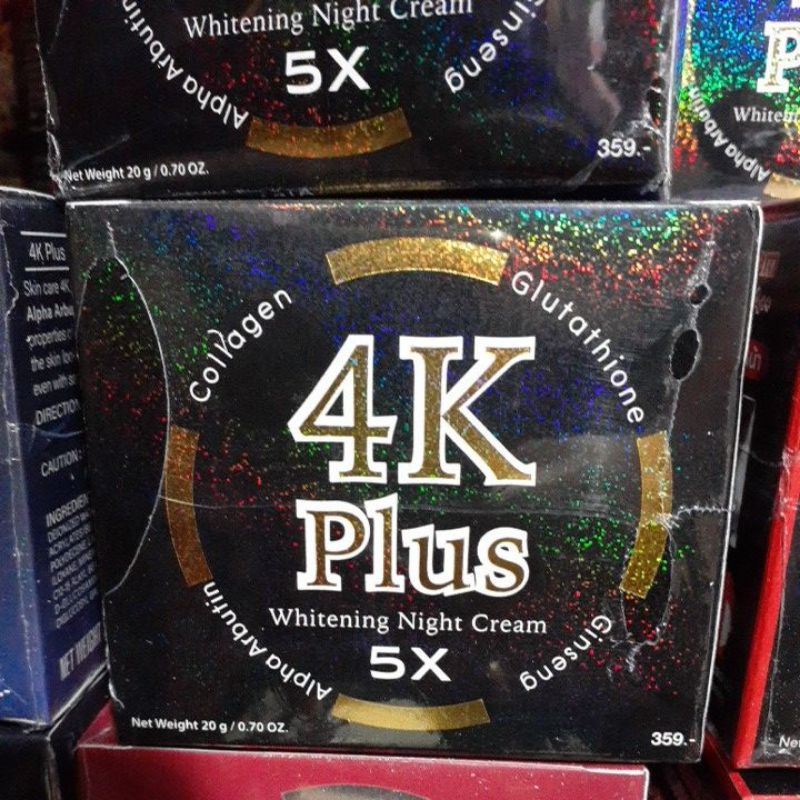 ครีม 4K กล่อง ดำ Plus 5x Whitening Night Cream ครีมบำรุงผิวหน้าไนท์ครีม 4 เคพลัส