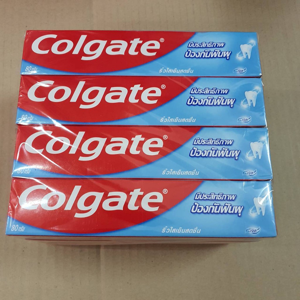 Colgate ยาสีฟันคอลเกต สูตรป้องกันฟันผุ เจลริ้วใสเย็นสดชื่น  ( 90กรัม x 12หลอด )