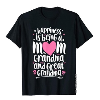 เสื้อยืดผ้าฝ้าย เสื้อยืดผ้าฝ้าย พิมพ์ลาย Happiness Is Being A Mom Great Grandma สไตล์วินเทจ แฟชั่นสําหรับผู้ชาย และผู้หญ