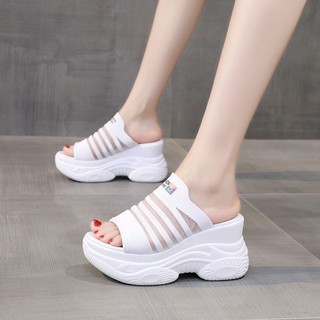 พร้อมส่ง!! รองเท้าส้นตึก สูง9cm size 34-40  ขาว38