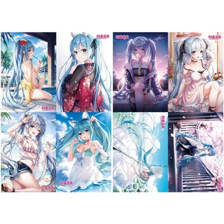 โปสเตอร์สติกเกอร์ติดผนัง HD ลายอนิเมะ Hatsune Miku สองมิติ สําหรับตกแต่งบ้าน 8 ชิ้น ต่อชุด