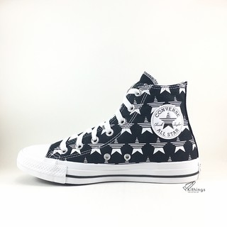 Converse All Star (HI) star print, รองเท้าผ้าใบคอนเวิร์สออลสตาร์หุ้มข้อ , white/black , สีขาวดำ