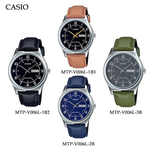 Casio Standard นาฬิกาข้อมือผู้ชาย สายหนัง รุ่น MTP-V006L,MTP-V006L-1B2,MTP-V006L-1B3,MTP-V006L-3B,MT