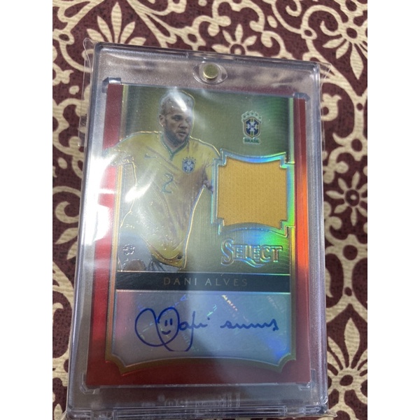 Panini  Dani Alves Red /10 Select Jersey Auto Autograph Barcelona Brazil บราซิล บาร์ซ่า ลายเซ็น การ์