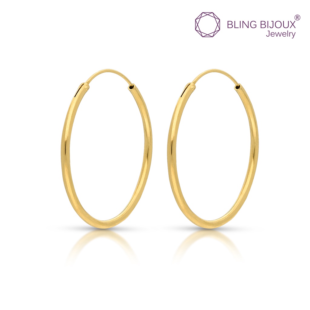 Bling Bijoux ต่างหูห่วง Minimal Style ชุบทองคำ 14K เรียบง่ายมีสไตล์ เหมาะสำหรับทุกวัน
