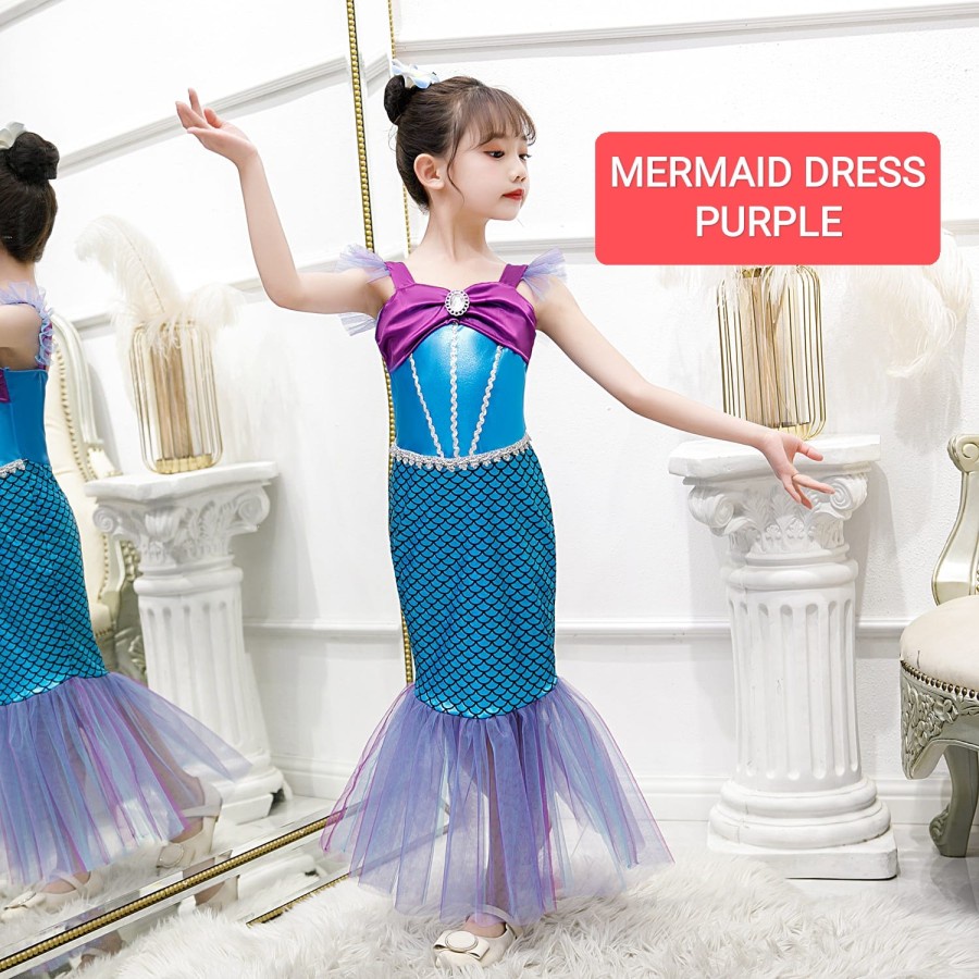 TOKYOBERRY MERMAID DRESS สีม่วง CHILDRENS PARTY DRESS PRINCESS ARIEL COSTUME