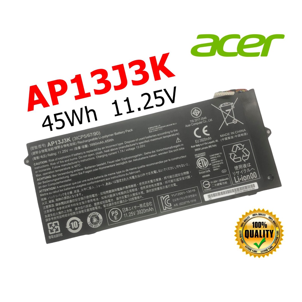 ACER แบตเตอรี่ AP13J3K ของแท้ (สำหรับ Chromebook 11.6 inch 11 C740 C720 C720P AP13J4K) ACER Battery 